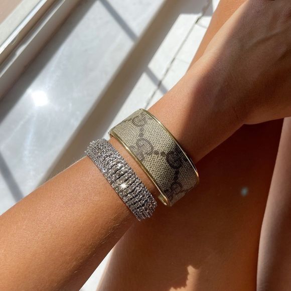 Gucci Monogram Canvas Bangle in Gold - Picture 1 of 7